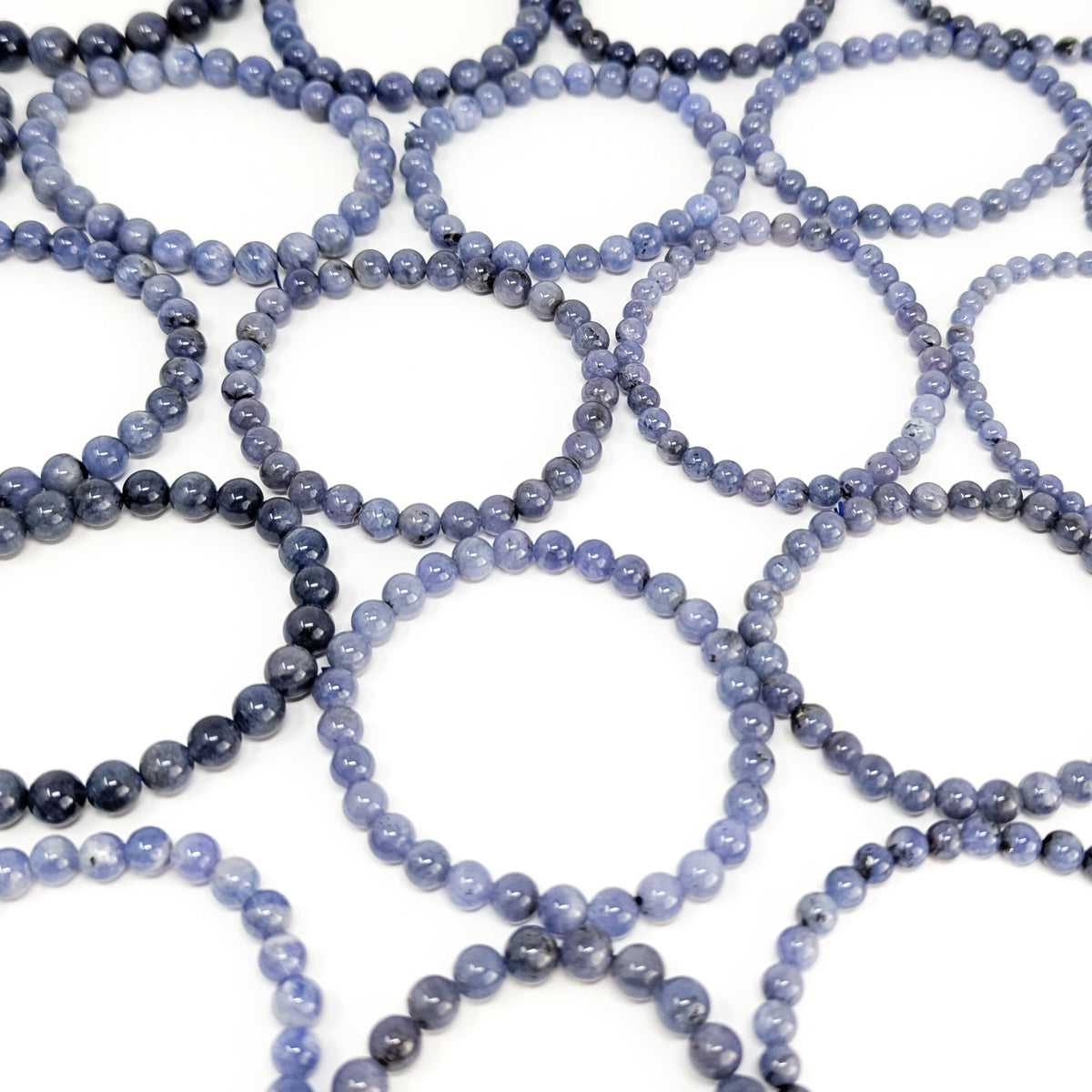 Tanzanite bead bracelet – many bracelets spread out
