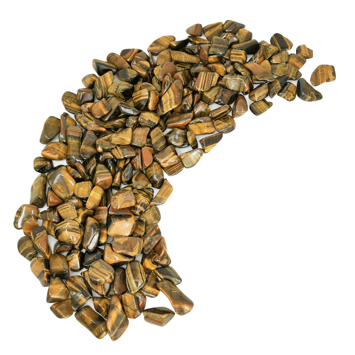 Tigers Eye tumble, a variety of quartz.