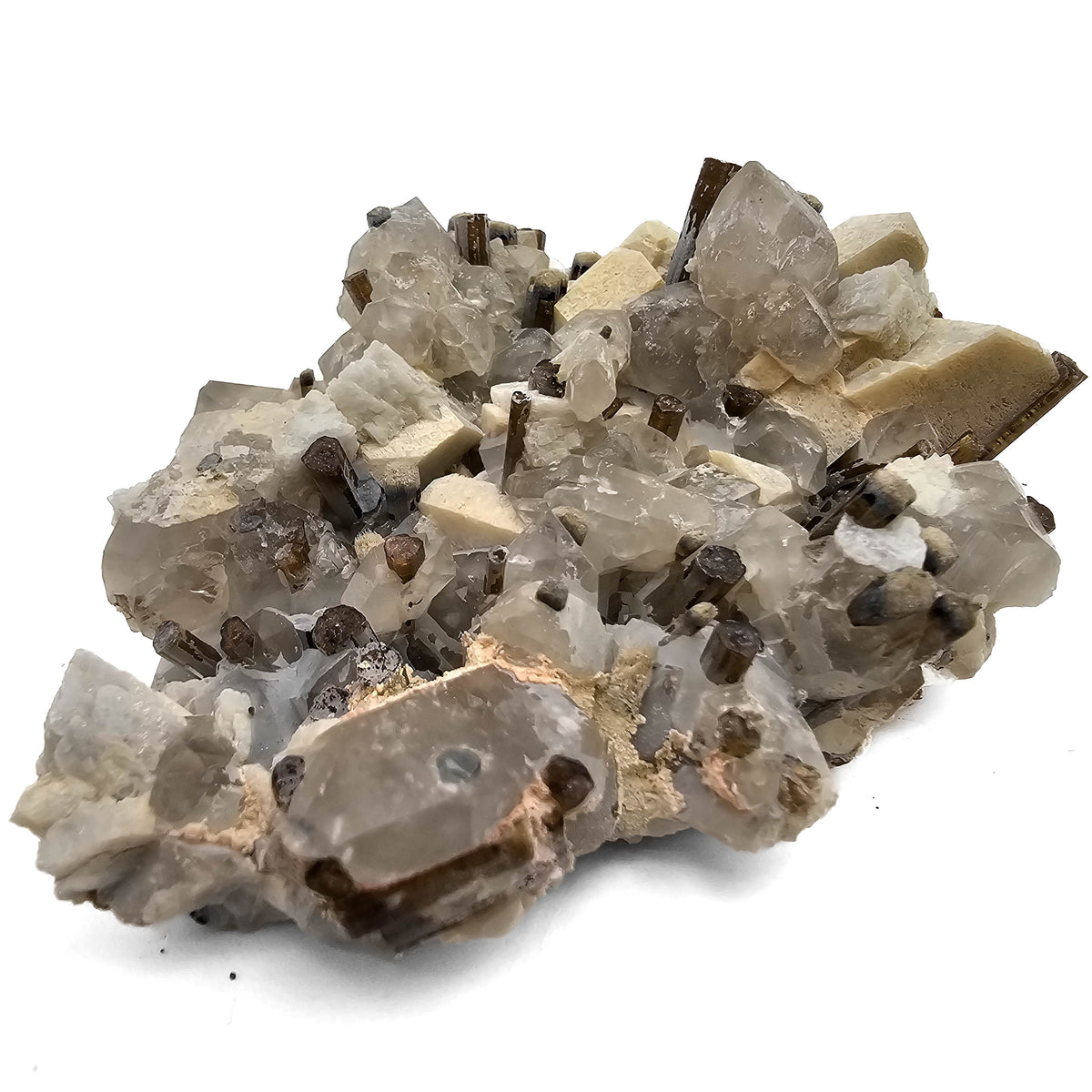 Tourmaline on Feldspar and Quartz specimen from Errachidia Province, Drâa-Tafilalet Region, Morocco.