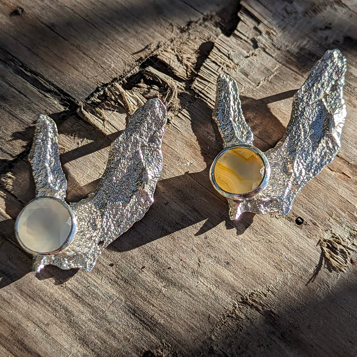 Tree Bark BC Agate pendant in sterling silver.