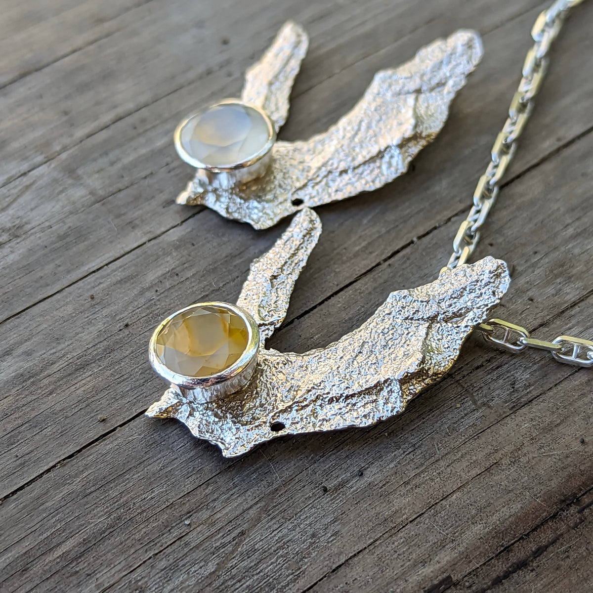 Tree Bark BC Agate pendant in sterling silver.