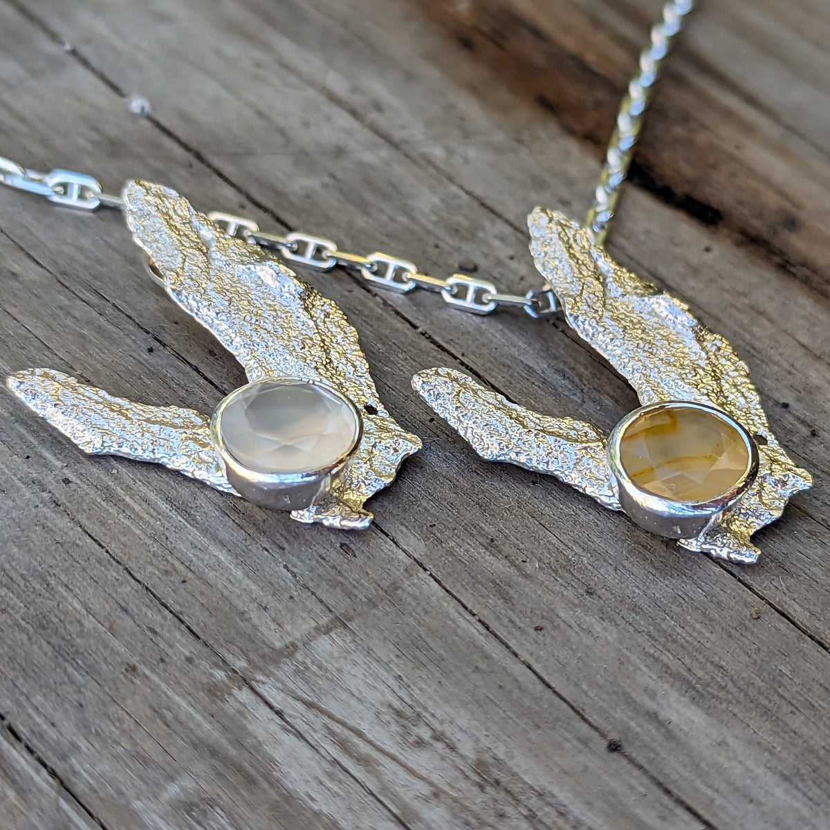 Tree Bark BC Agate pendant in sterling silver.