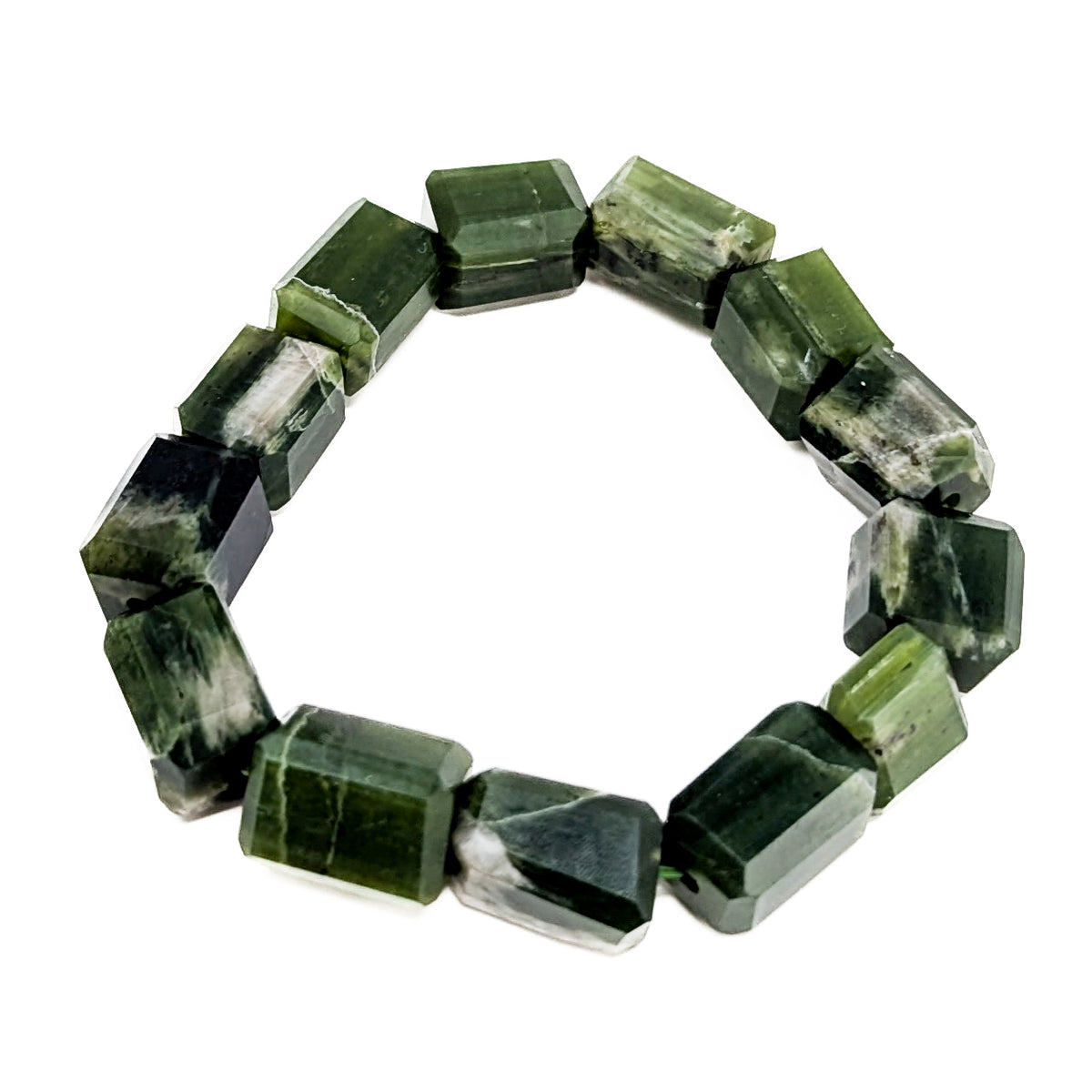 Tremolite bead bracelet from Pakistan – single bracelet, top view