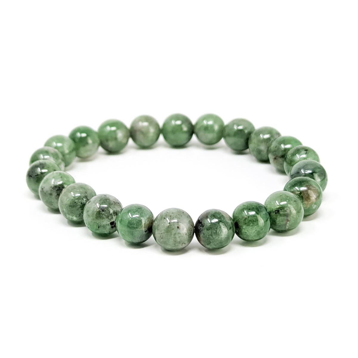 Tsavorite bead bracelet from Tanzania – bracelet, angled view