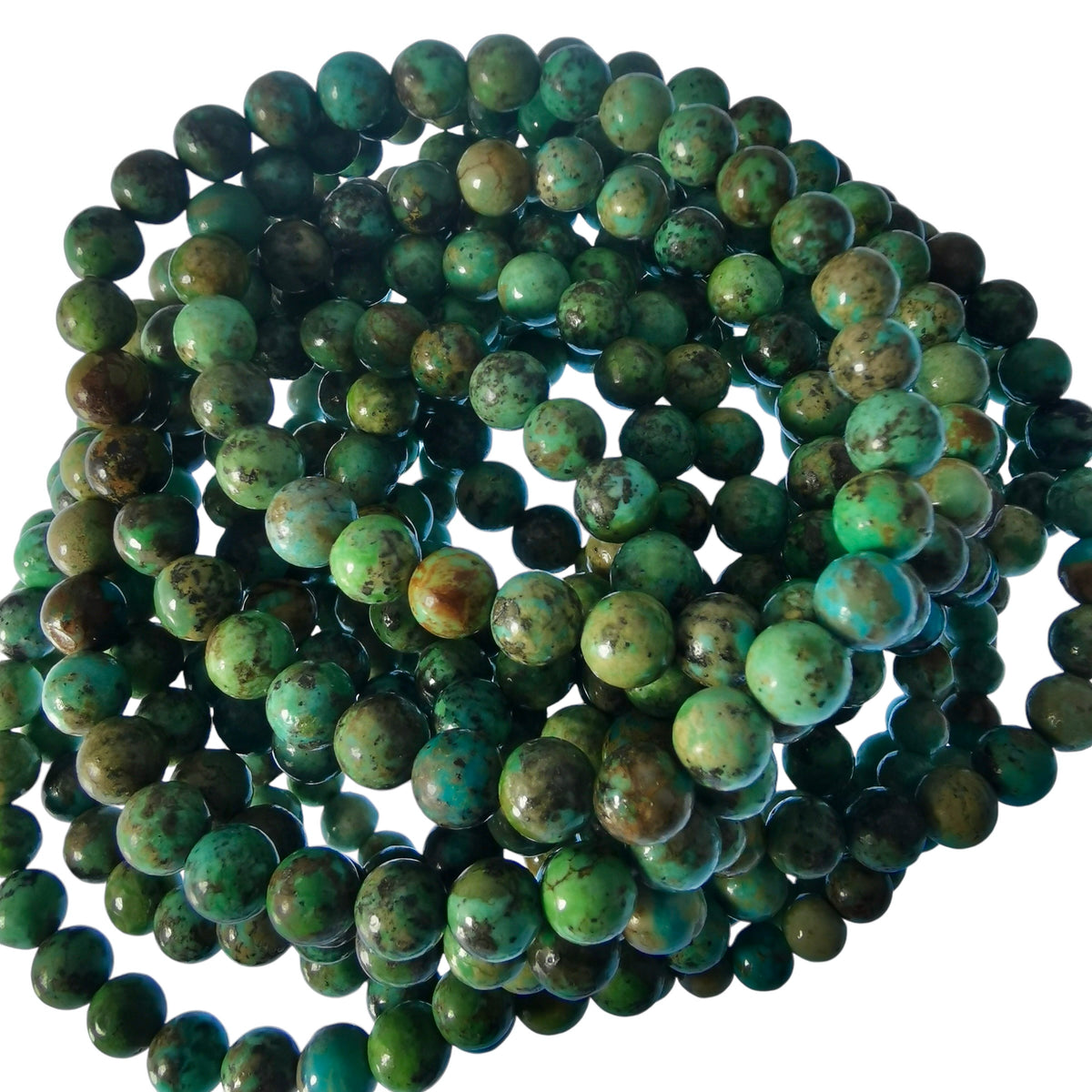Turquoise round bead bracelet – pile of bracelets