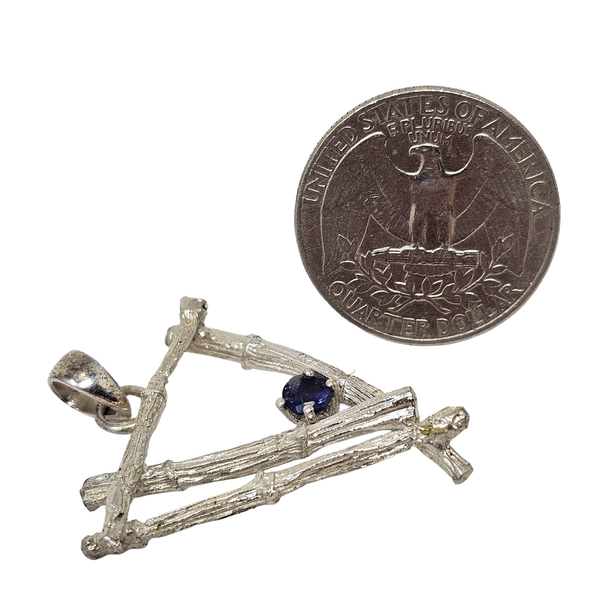 Twig & Iolite - Pendant - Broken Ox Creations - BC, Canada - Iolite - Sterling Silver