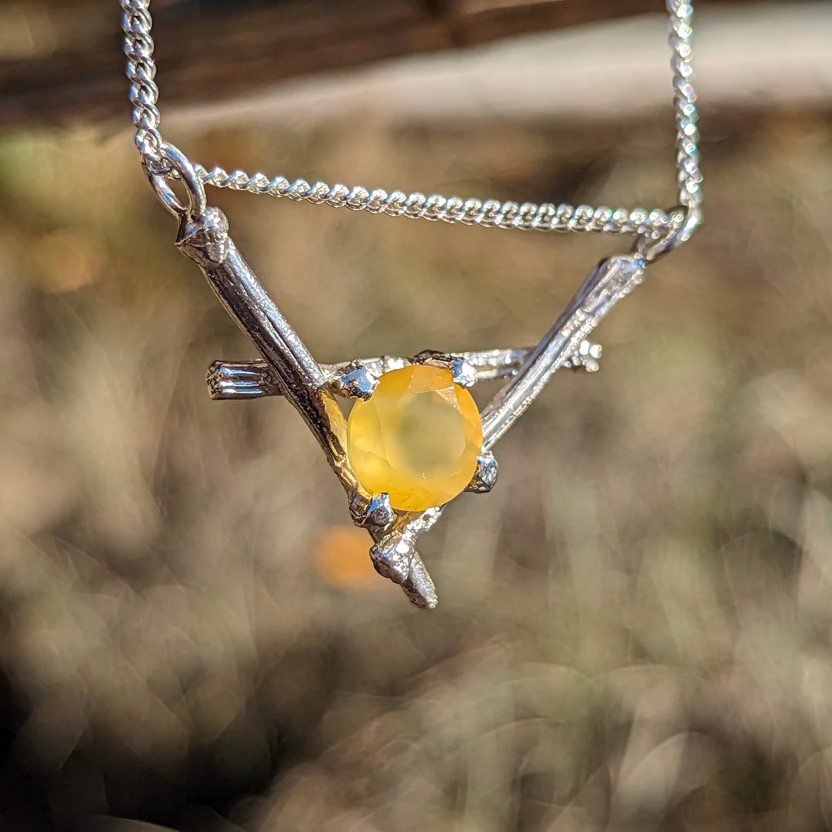 Twig & BC Agate Triangle pendant in sterling silver.