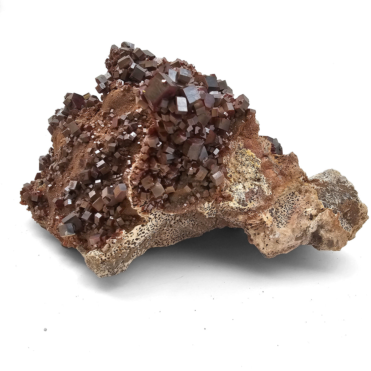 Vanadinite specimen, a lead vanadate, from Mibladen Mining District, Morocco.