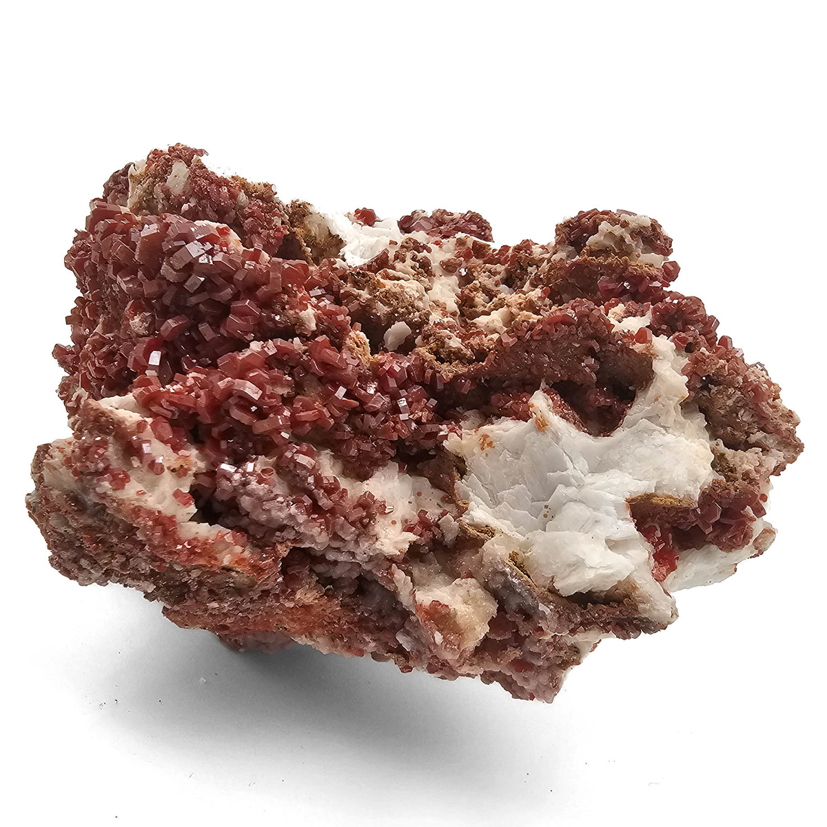 Vanadinite on Barite specimen from Mibladen Mining District, Morocco.