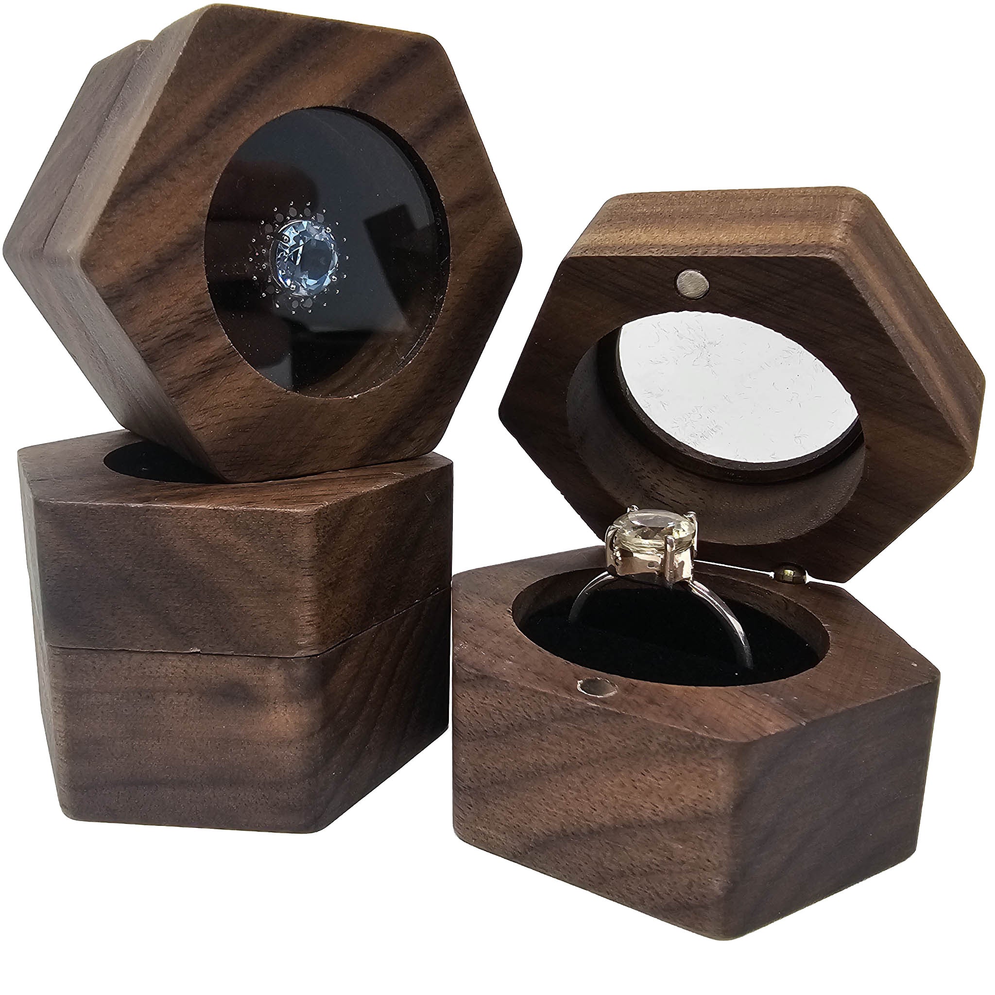 Wood Hexagon - Ring Box