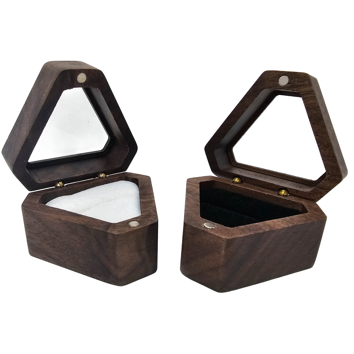 Wooden Ring Box - Triangle - China - Black or White