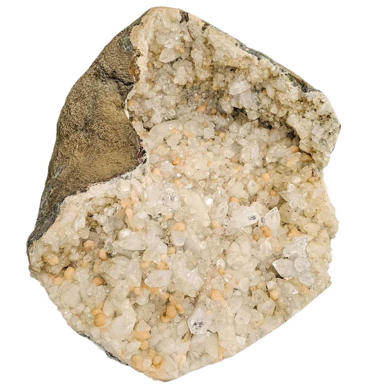 Apophyllite and Stilbite Geode statement specimen from Deccan Traps, Maharashtra, India.
