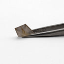 Yellow Banded Agate faceted kite step gemstone, 2.21ct, from BC, Canada, held in tweezers, view 2 of 9