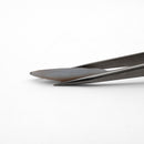 Grey Fortification Agate faceted marquise gemstone, 9.40ct, from BC, Canada, held in tweezers, view 10 of 10