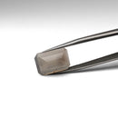 Agate faceted rectangle step gemstone, 7.18ct, from BC, Canada, held in tweezers, view 9 of 12