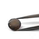 Agate faceted round brilliant gemstone, 3.29ct, from BC, Canada, held in tweezers, view 2 of 8