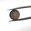 Agate faceted round brilliant gemstone, 3.29ct, from BC, Canada, held in tweezers, view 7 of 8