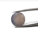 Agate faceted round brilliant gemstone, 9.68ct, from BC, Canada, held in tweezers, view 2 of 11