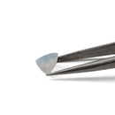 Agate faceted trillion brilliant gemstone, 1.13ct, from BC, Canada, held in tweezers, view 2 of 6