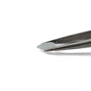 Agate faceted trillion brilliant gemstone, 1.13ct, from BC, Canada, held in tweezers, view 6 of 6