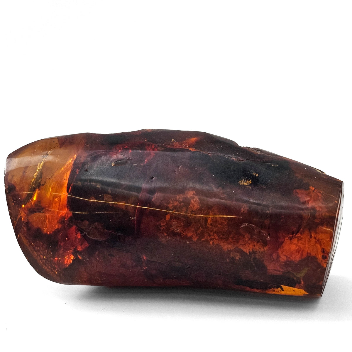 Polished Amber fossil specimen.