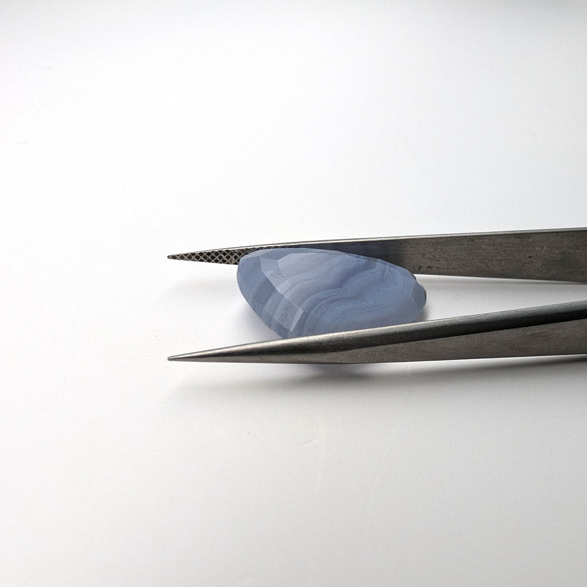 Blue lace agate faceted Tablet Cut gemstone, 13.15ct, from Ysterputs, Namibia, view 5 of 6
