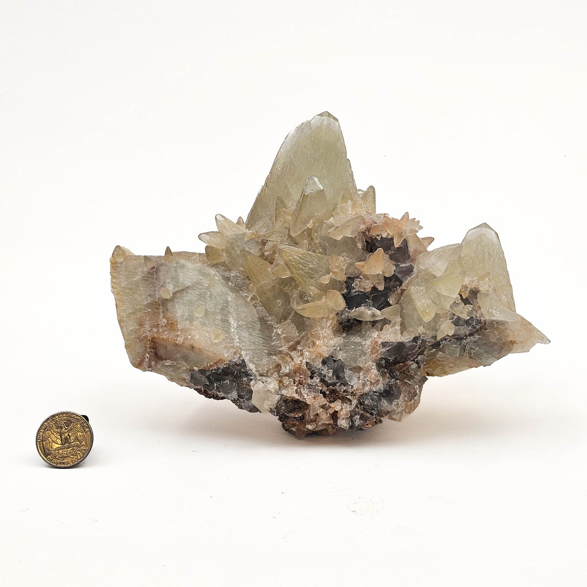 Dogtooth Calcite on Fluorite specimen.