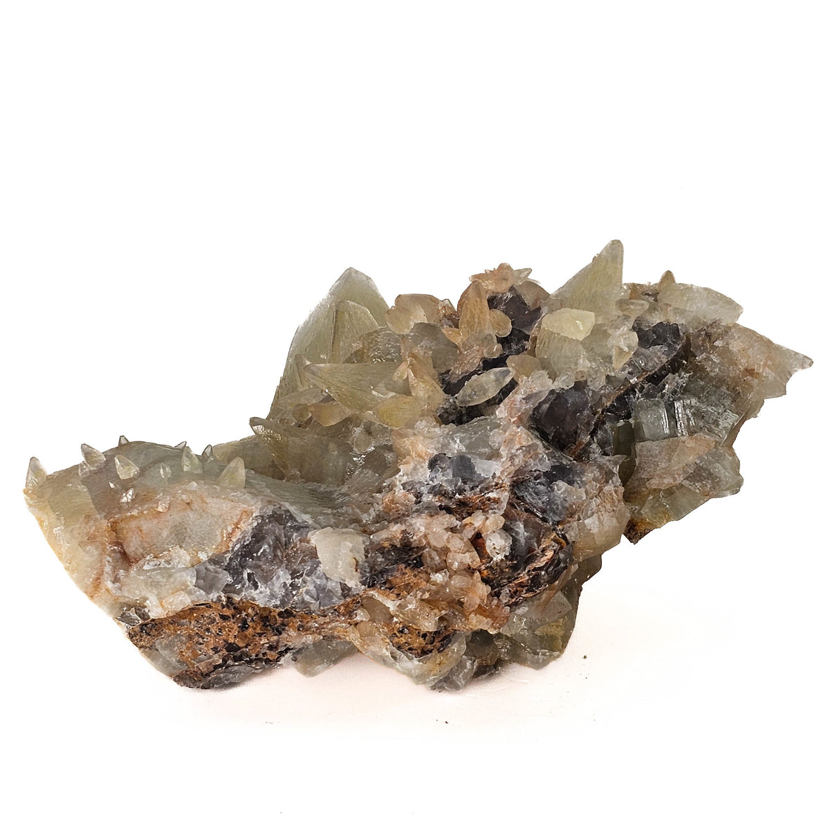 Dogtooth Calcite on Fluorite specimen.