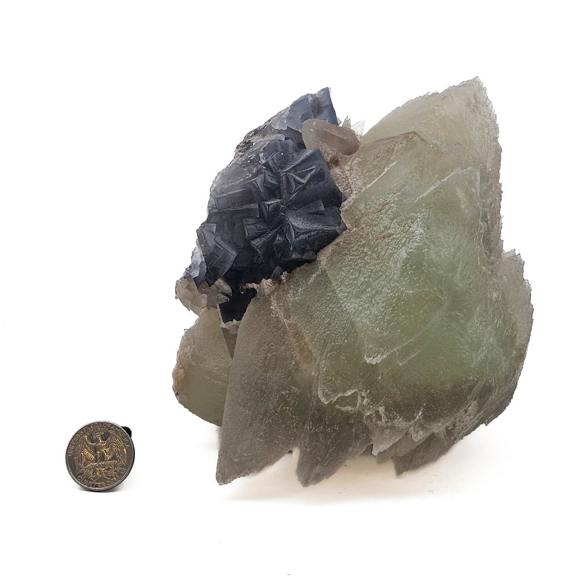 Dogtooth Calcite on Fluorite specimen.