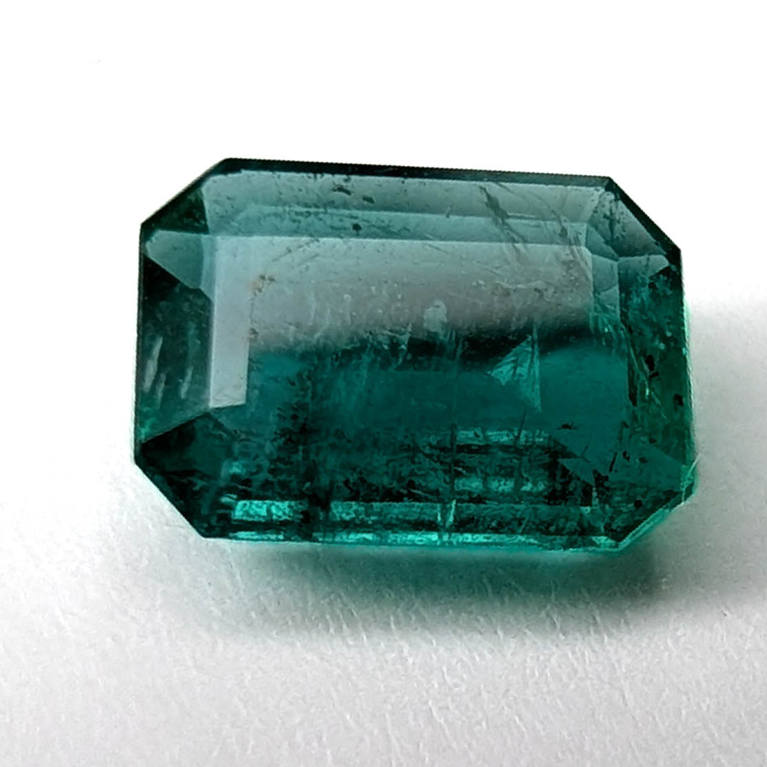Emerald faceted emerald cut gemstone, 1.09ct, alternate angle, view 9 of 11