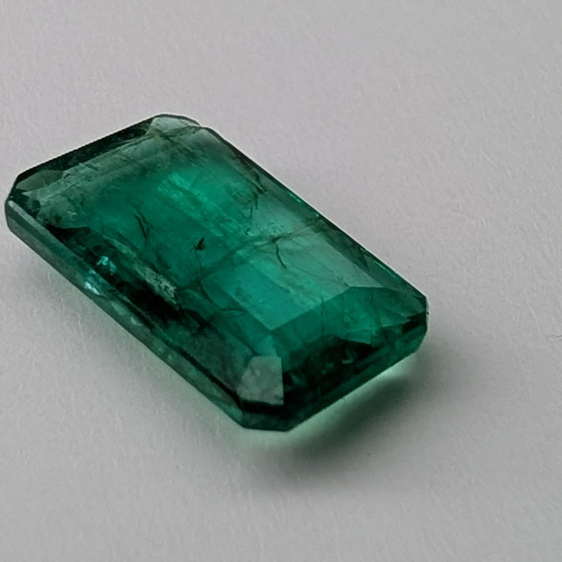 Emerald faceted emerald cut gemstone, 2.04ct, alternate angle, view 7 of 11
