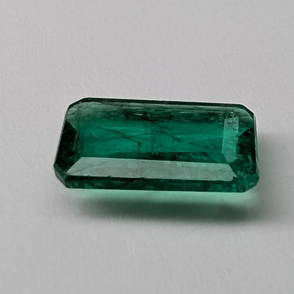 Emerald faceted emerald cut gemstone, 2.04ct, rotating view