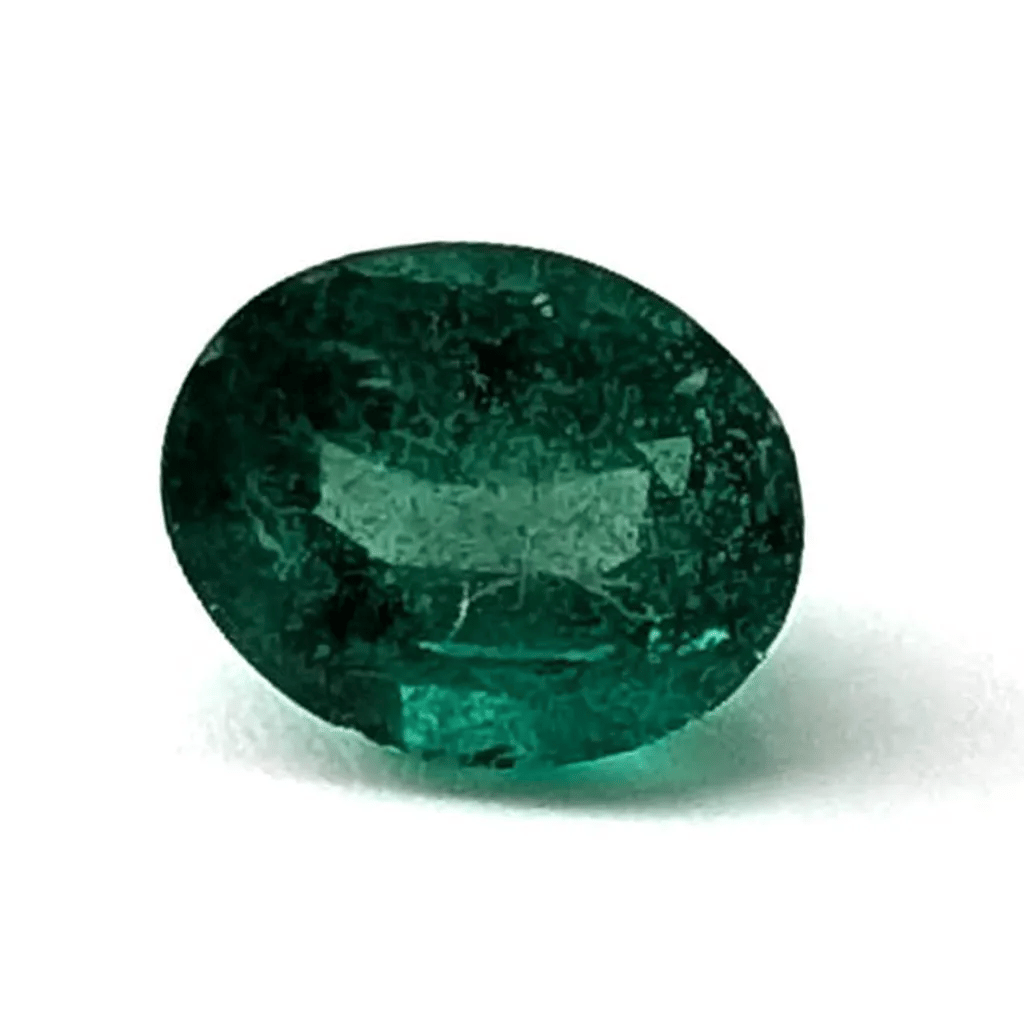 Emerald faceted oval cut gemstone, 0.73ct, rotating view