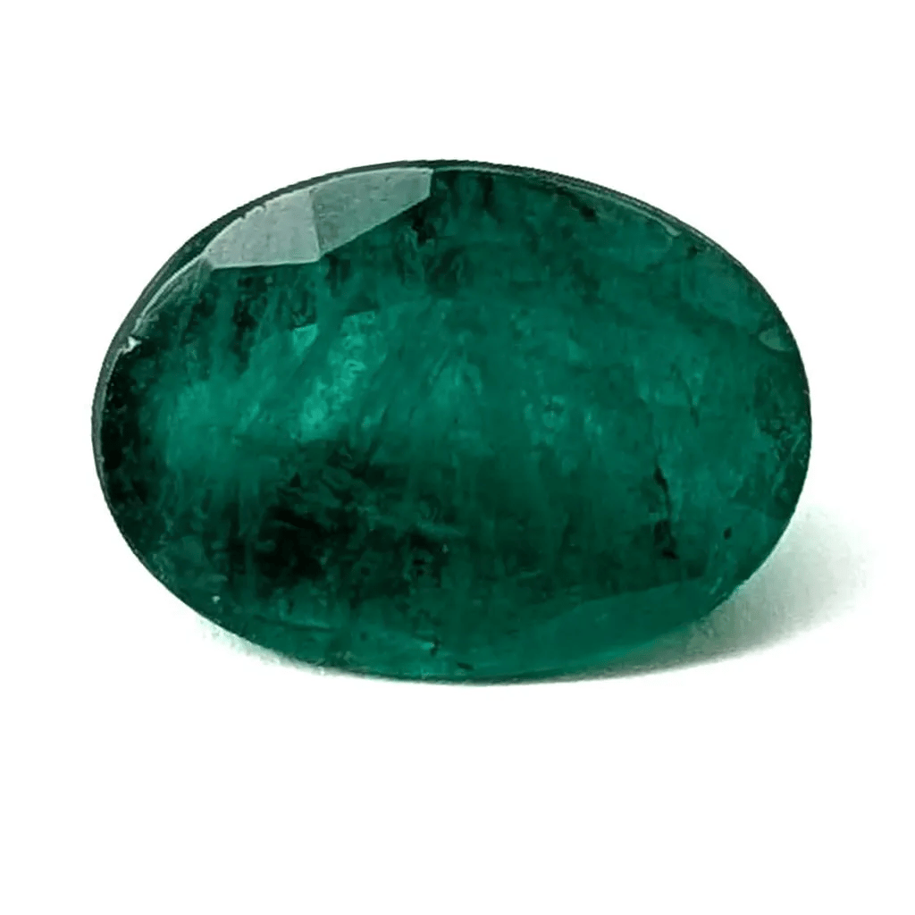 Emerald faceted oval cut gemstone, 1.92ct, rotating view