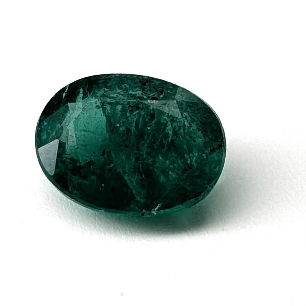 Emerald faceted oval cut gemstone, 2.45ct, rotating view