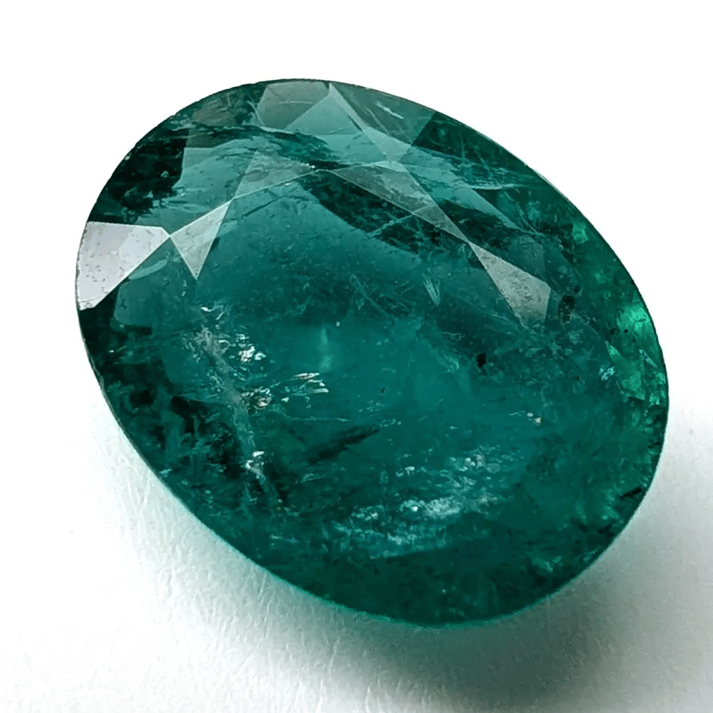Emerald faceted oval cut gemstone, 3.55ct, rotating view