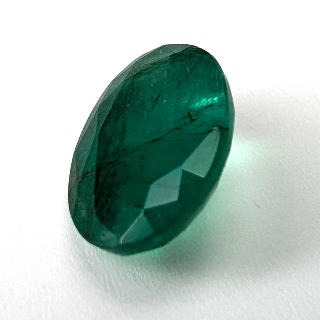 Emerald faceted oval cut gemstone, 2.53ct, main view, view 1 of 13