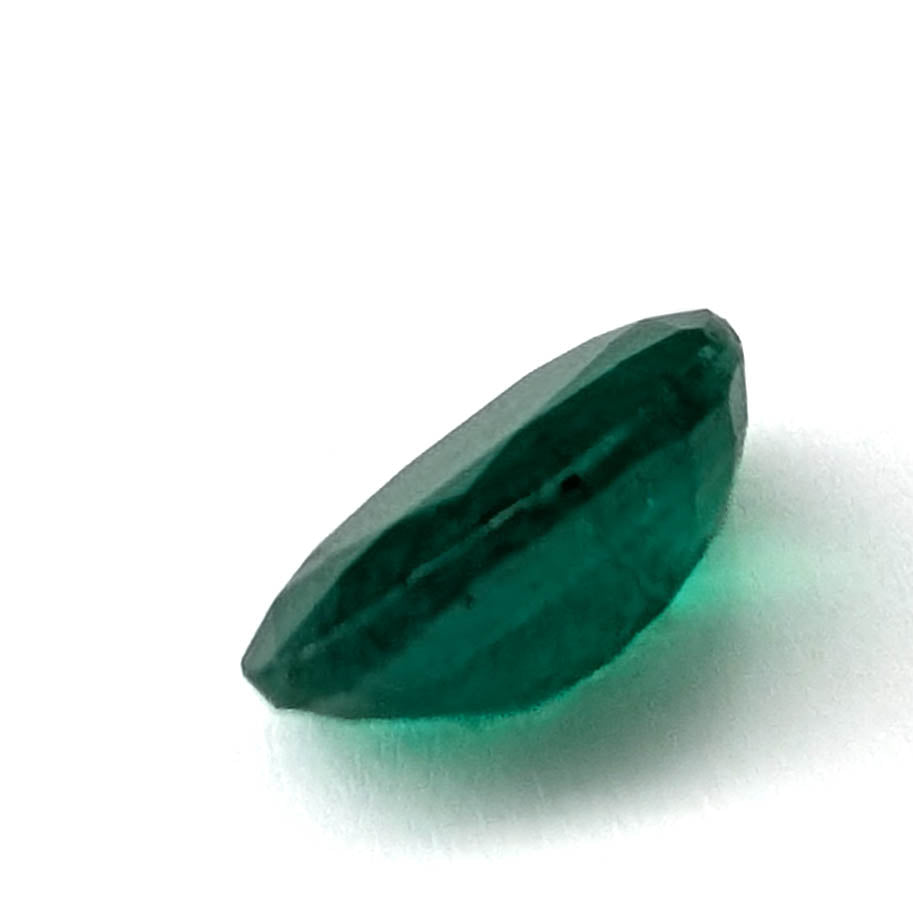 Emerald faceted oval gemstone, 1.92ct, angled side view, view 6 of 12