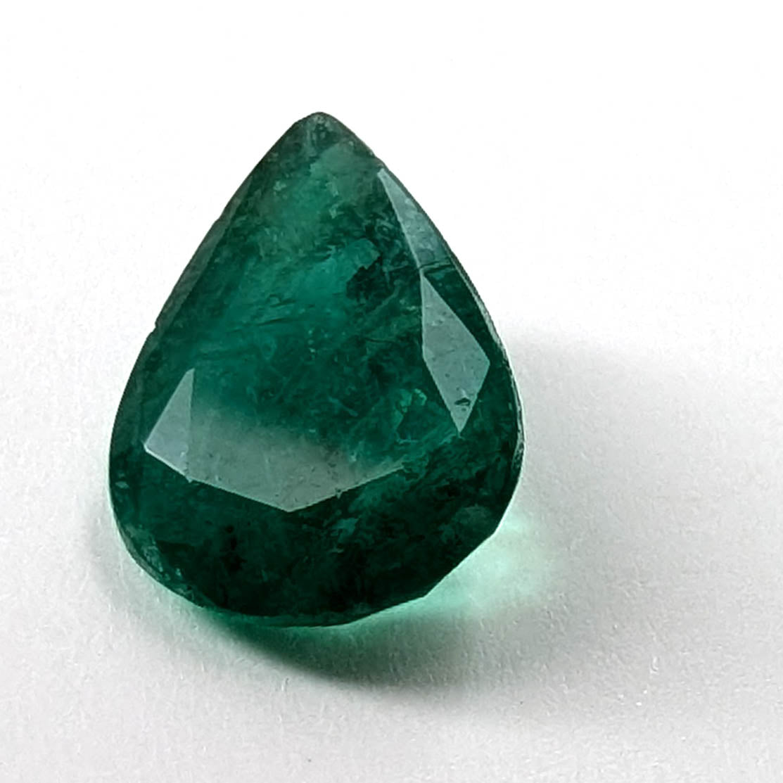 Emerald faceted pear cut gemstone, 1.93ct, alternate angle, view 4 of 11