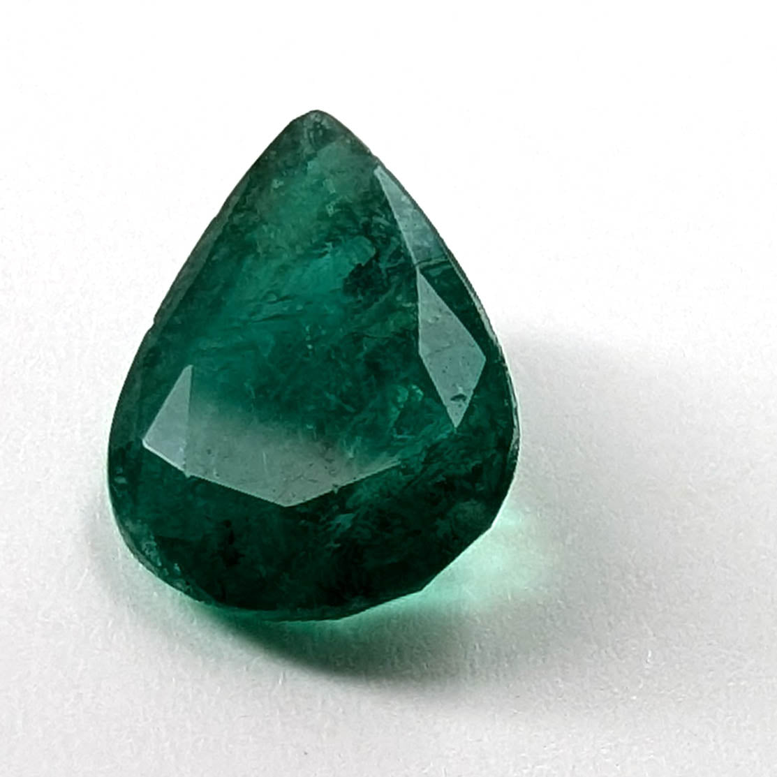 Emerald faceted pear cut gemstone, 1.93ct, alternate angle, view 5 of 11