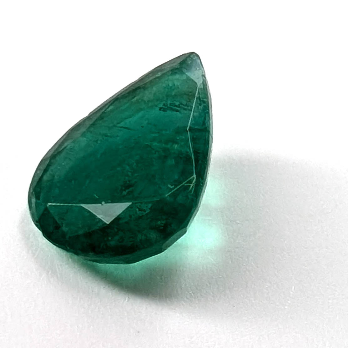 Emerald faceted pear cut gemstone, 1.93ct, alternate angle, view 6 of 11
