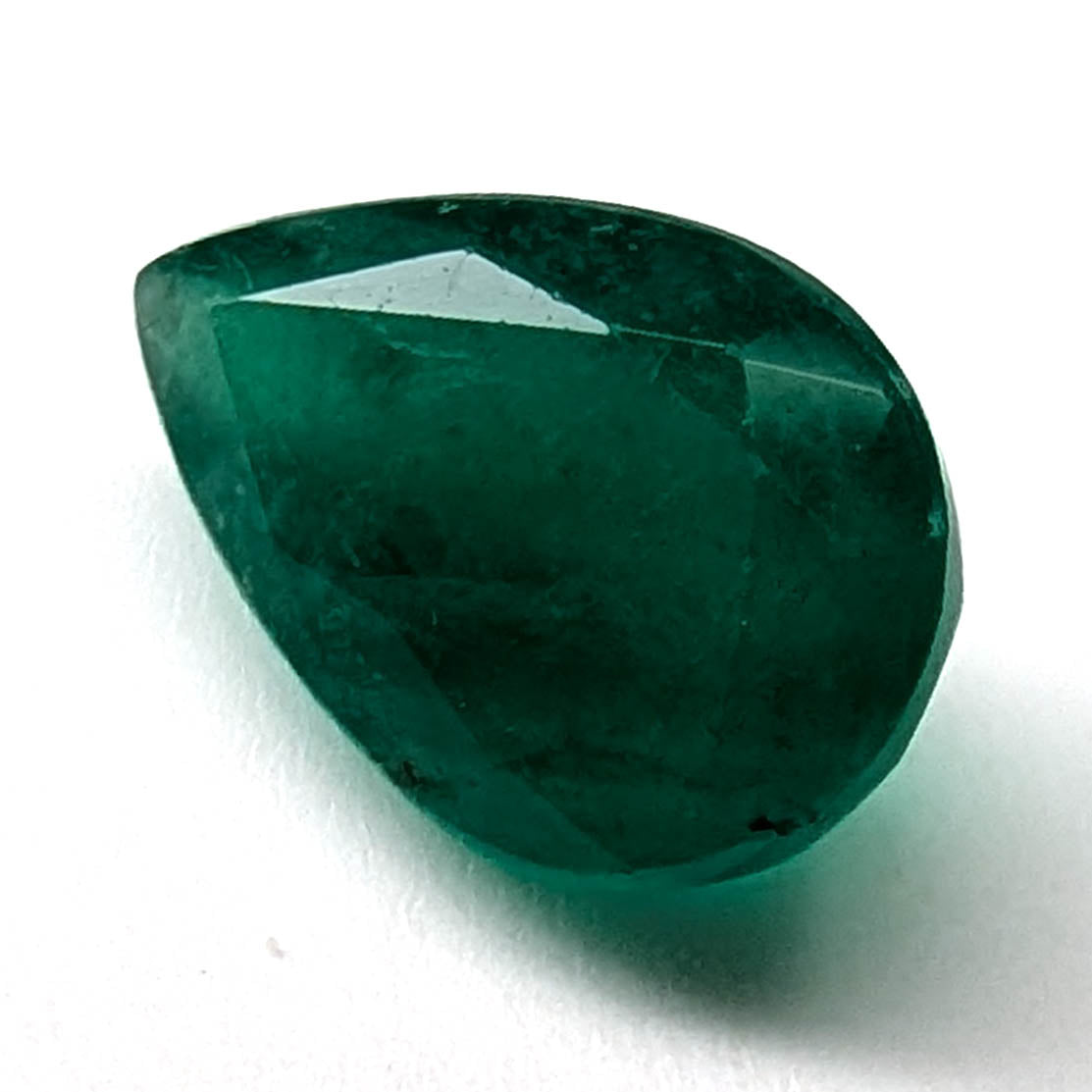 Emerald faceted pear cut gemstone, 2.10ct, alternate angle, view 3 of 9