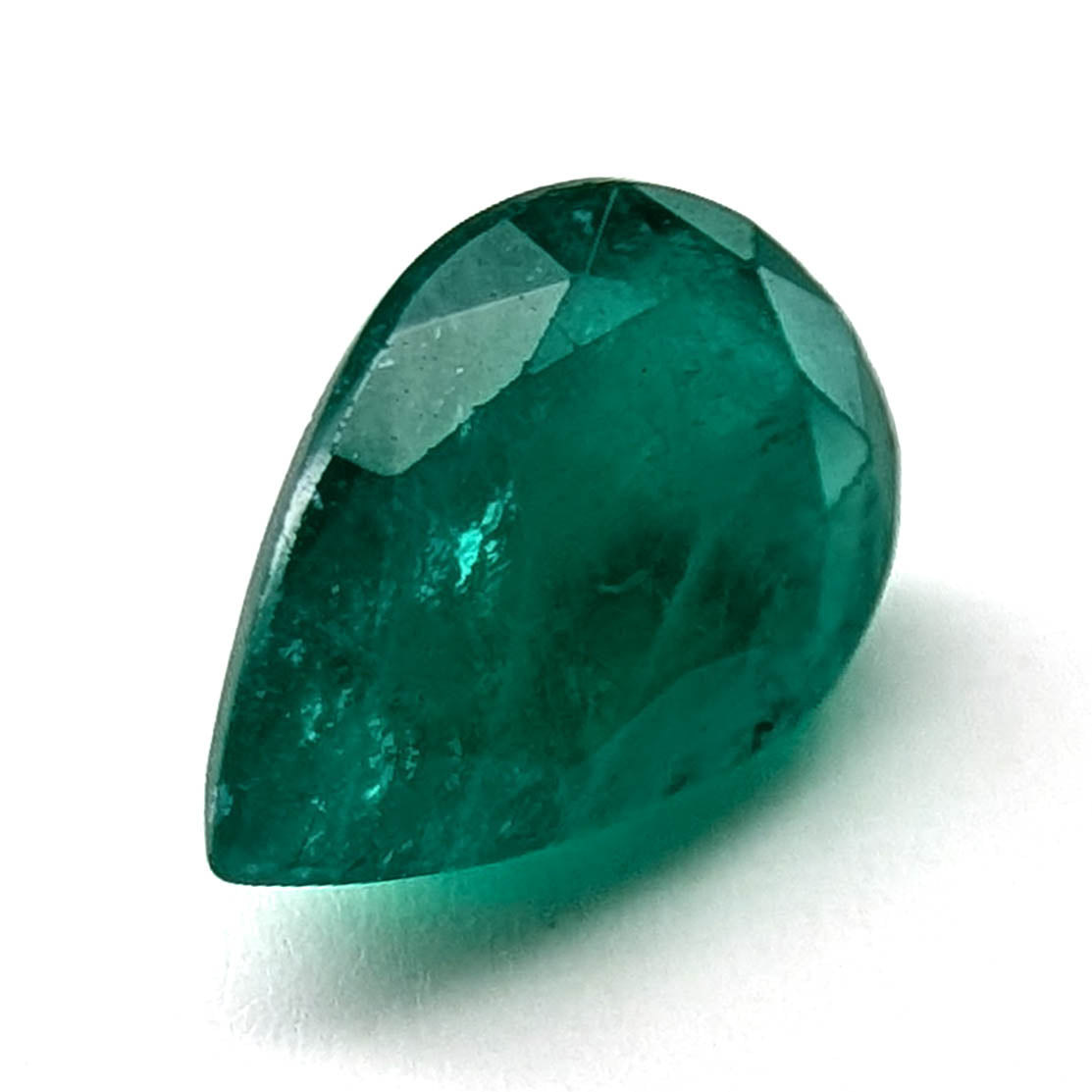Emerald faceted pear cut gemstone, 2.10ct, alternate angle, view 7 of 9