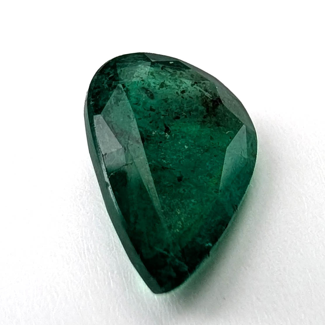 Emerald faceted pear cut gemstone, 2.36ct, alternate angle, view 6 of 12