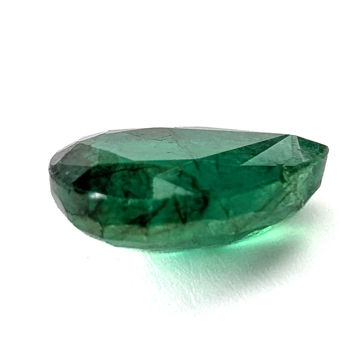 Emerald faceted pear cut gemstone, 2.47ct, alternate angle, view 7 of 17