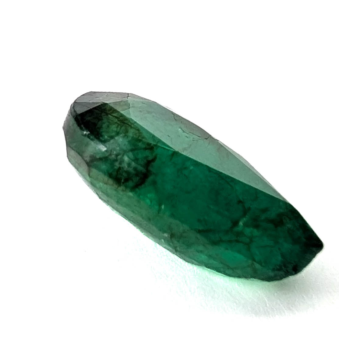 Emerald faceted pear cut gemstone, 2.47ct, alternate angle, view 8 of 17