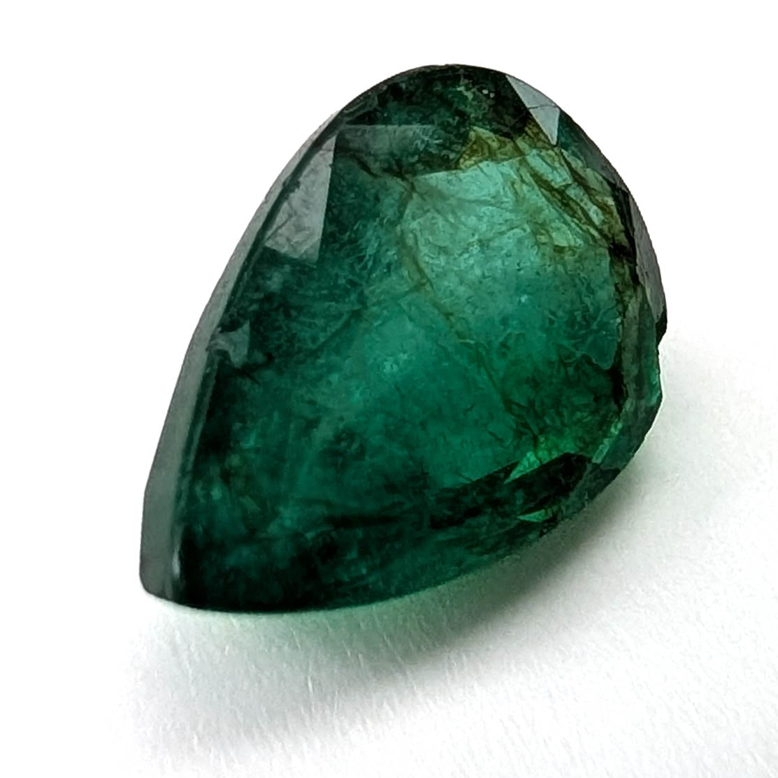 Emerald faceted pear cut gemstone, 2.47ct, alternate angle, view 12 of 17