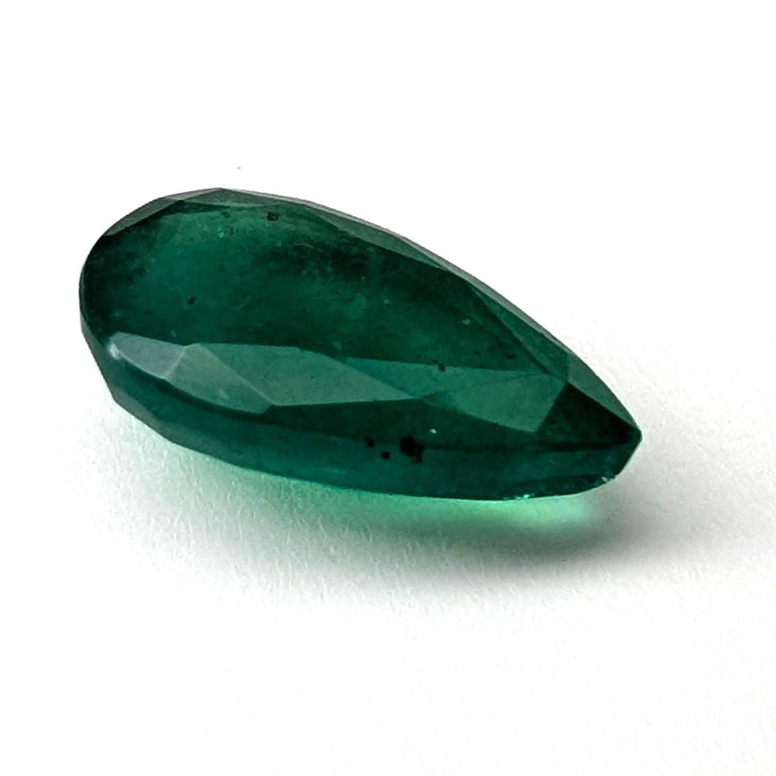 Emerald faceted pear cut gemstone, 2.57ct, alternate angle, view 6 of 15