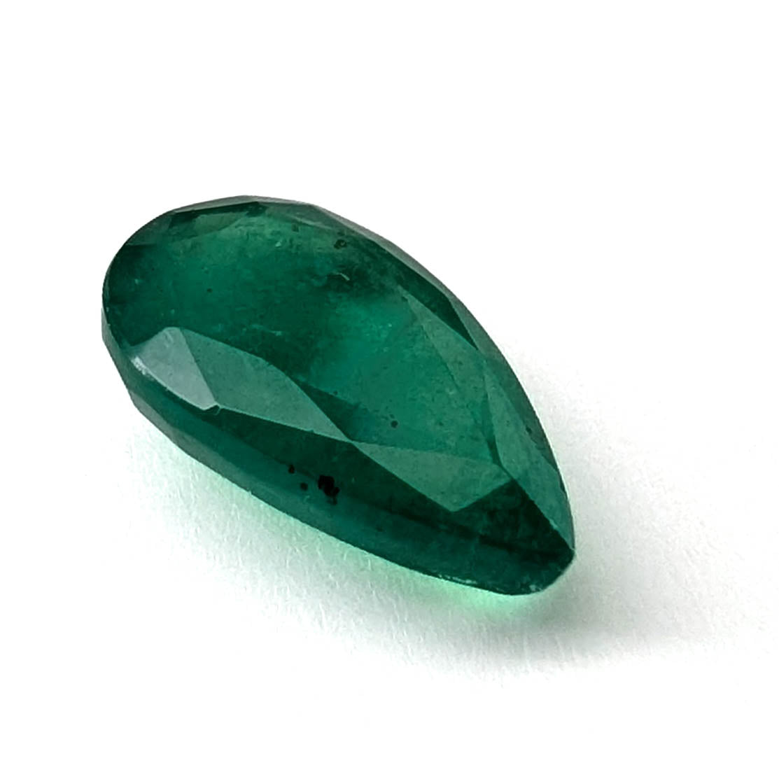 Emerald faceted pear cut gemstone, 2.57ct, alternate angle, view 7 of 15