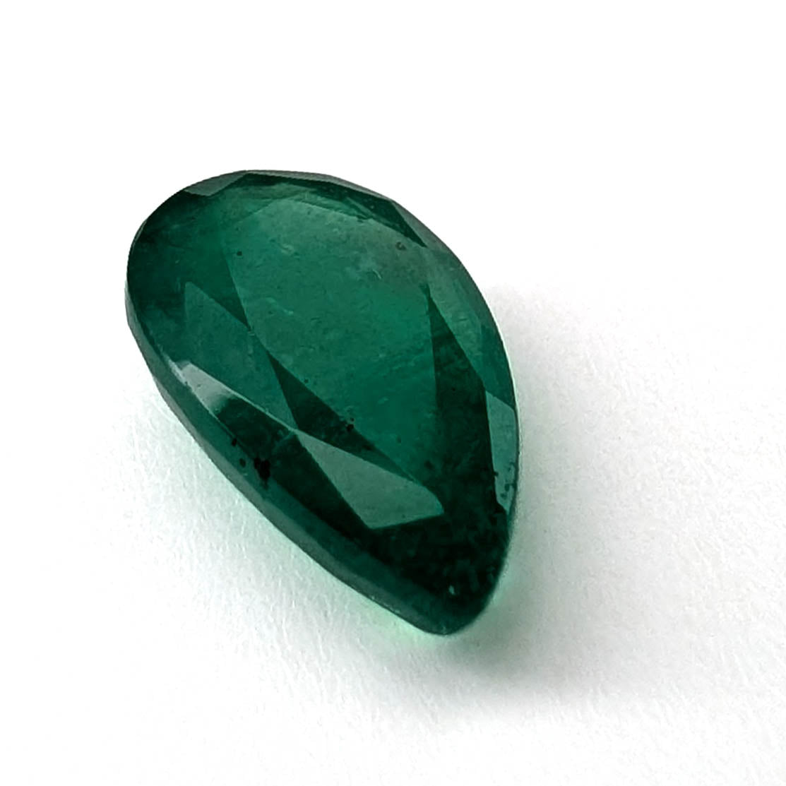 Emerald faceted pear cut gemstone, 2.57ct, alternate angle, view 8 of 15